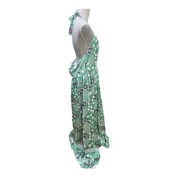 SHEIN Green, White and Gray Halter Maxi Dress with flowers size L - Picture 6 of 9